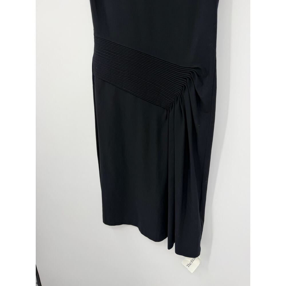 Helmut Lang Womens Black Sleeveless Draped Pleated Midi Dress Minimalist Office - Picture 4 of 9